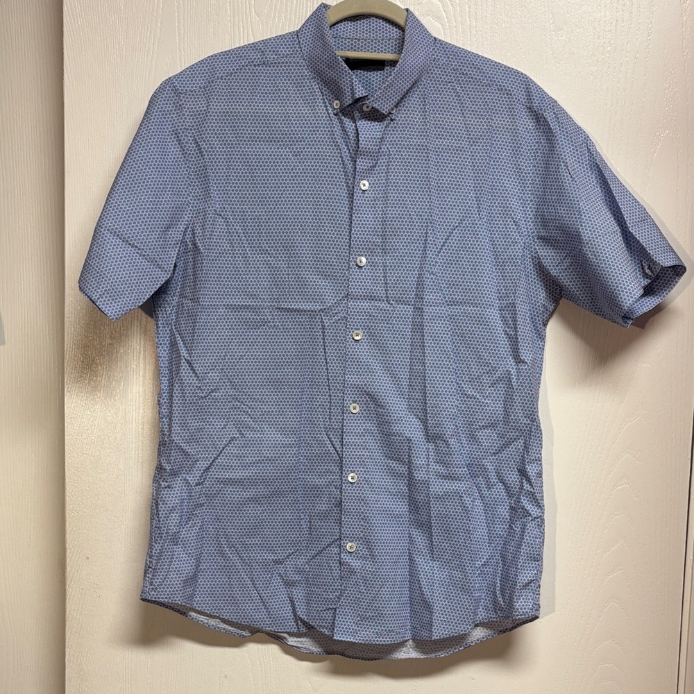 Zachary Prell Men's Patterned Blue Button Down‎ Shirt. Sz M